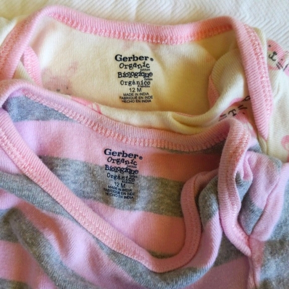 gerber organic cotton onesies 2-pack 12 months baby girl - Picture 2 of 6